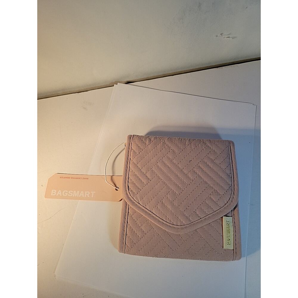 BAGSMART Pink Travel Jewelry Organizer Case Foldable Jewelry Roll BRAND NEW